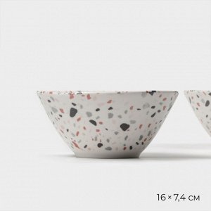 Салатники Magistro Terazzo, 700 мл, 16x7.4 см, набор 2 шт., фарфор, белые
