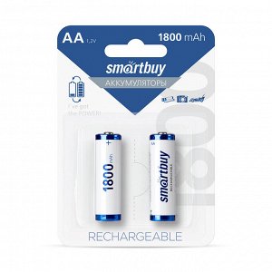 Аккумуляторная батарея 1800 mAh (пальчиковые аккумуляторы) (упаковка 2 шт.)NiMh Smartbuy АА (LR06) /2BL  (SBBR-2A02BL1800)