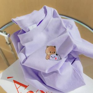 Футболка с вышивкой, повседневная, женская, хлопок