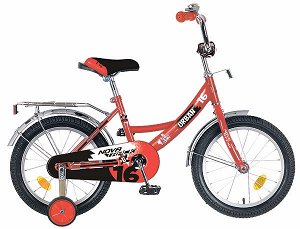 Велосипед NOVATRACK 16", URBAN, красный, полная защита цепи, тормоз нож., крылья и багажник хром.,