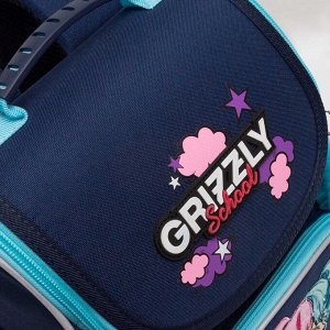 Ранец школьный GRIZZLY суперлегкий с анатомической спинкой, на ножках, с мешком для обуви, для девочки