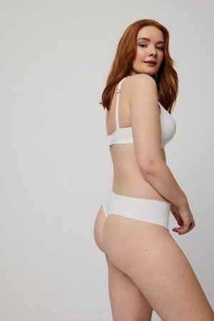 19689 High waist thong Трусы высокие стринги Телесный, Черный, Белый