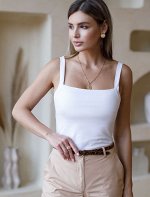 Топ с двуслойной зоной бра из премиального хлопка белый