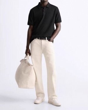 ПОЛО ZARA ИЗ РЕЛЬЕФНОЙ ТКАНИ арт. 0526410 321, черный