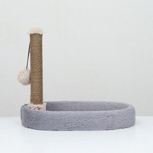 Лежанка с когтеточкой "Пижон", овальная, 55 х 36 х 47см, серая