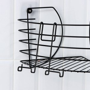 Полка угловая с держателем для телефона, 22.5x22.5x20.5 см, чёрная