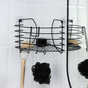 Полка угловая с держателем для телефона, 22.5x22.5x20.5 см, чёрная