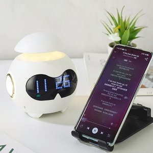 Беспроводная колонка - ночник, часы и будильник Emoticon Clock TS-002