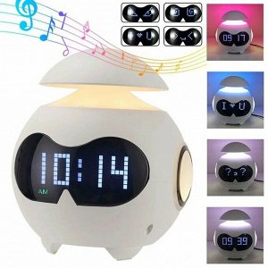 Беспроводная колонка - ночник, часы и будильник Emoticon Clock TS-002