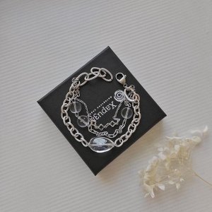 Многослойный браслет с горным хрусталем разной формы