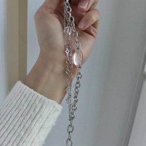 Многослойный браслет с горным хрусталем разной формы