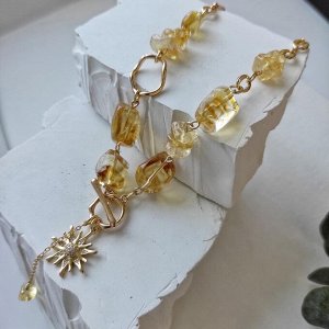 Колье из цитрина с кулоном солнце уценка