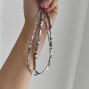 Сет из гематита серебристого цвета с кулоном сердце
