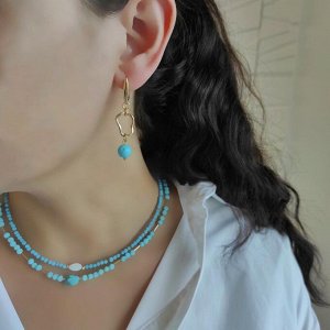 Серьги с турквинитом, варисцитом, перламутром