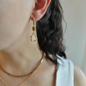 Серьги с гематитом золотые оттенки и раухтопазом