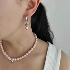Серьги - трансформеры с хлопковым жемчугом нежно - розового цвета