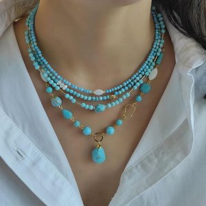Сет 4 украшения из турквинита, варисцита, перламутра