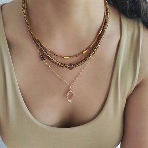 Сет из 3х украшений гематит золотые оттенки с раухтопазом