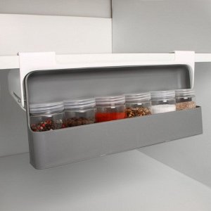 Органайзер подвесной для сыпучих продуктов в комплекте с банками, 6 шт (125 мл), 32x13,5x9,5 см