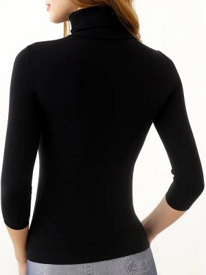 Intimidea T-Shirt Siviglia Водолазка из мягкой микрофибры с рукавом 3/4 и высокой горловиной. Изысканное и элегантное изделие, удобное при ношении, не требует глажения. (nero -черный цвет) пр.Италия.