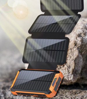 Внешний аккумулятор на солнечной батарее и беспроводной зарядкой 6в1 Power Bank Earldom EZ-2101B, 20000 mAh