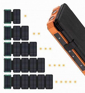 Внешний аккумулятор на солнечной батарее и беспроводной зарядкой 6в1 Power Bank Earldom EZ-2101B, 20000 mAh