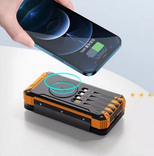 Внешний аккумулятор на солнечной батарее и беспроводной зарядкой 6в1 Power Bank Earldom EZ-2101B, 20000 mAh