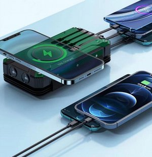 Внешний аккумулятор на солнечной батарее и беспроводной зарядкой 6в1 Power Bank Earldom EZ-2101B, 20000 mAh