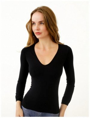 Intimidea T-Shirt Alabama Футболка с длинными рукавами V-образный вырез. Практичное изделие из микрофибры, повторяет линии тела, не требует глажения. (nero- черный цвет). пр. Италия.