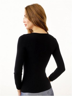 Intimidea T-Shirt Alabama Футболка с длинными рукавами V-образный вырез. Практичное изделие из микрофибры, повторяет линии тела, не требует глажения. (nero- черный цвет). пр. Италия.