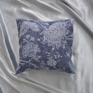 Чехол для подушки из блэкаута печать "Королевский цветок" 40*40 с клапаном 15см синий
