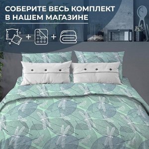 Пододеяльник 1,5-спальный, с вырезом "ромб", бязь "Комфорт" (Стрекозы, мятный)