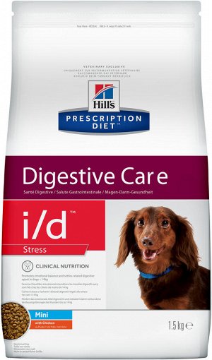 Hill's PD Canine i/d+Strs Mini д/соб Проблемное пищеварение + стресс 1,5кг (1/6)