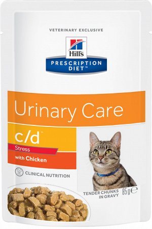 Hill's PD Feline пауч 85гр c/d Urinary Stress д/кош Цистит/стресс Курица (2862U) (1/48)