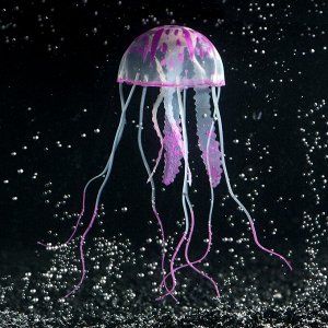 ВЫВОДИМ Декор для аквариума "Медуза" силиконовая, с неоновым эффектом, 5 х 5 х 15 см, фиолетовая   7108865