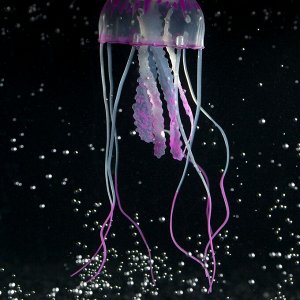 ВЫВОДИМ Декор для аквариума "Медуза" силиконовая, с неоновым эффектом, 5 х 5 х 15 см, фиолетовая   7108865