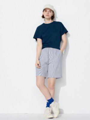 UNIQLO - легкие эластичные шорты в мелкую полоску - 69 NAVY