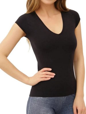 Intimidea T-Shirt Dallas Футболка с глубоким V-образным вырезом и мини рукавами. Повседневное изделие из мягкой микрофибры, повторяет очертания тела, не требует глажения.(nero - черный) пр. Италия