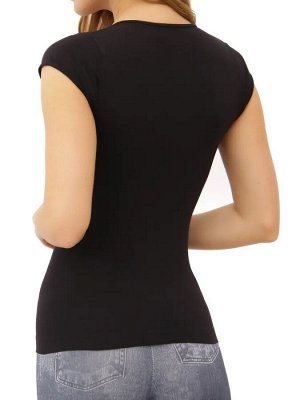 Intimidea T-Shirt Dallas Футболка с глубоким V-образным вырезом и мини рукавами. Повседневное изделие из мягкой микрофибры, повторяет очертания тела, не требует глажения.(nero - черный) пр. Италия