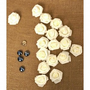 Роза 4,5 см фоамиран (40-50 шт в упаковке) ваниль
