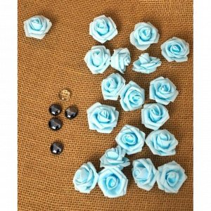 Роза 4,5 см фоамиран (40-50 шт в упаковке) светло-голубая