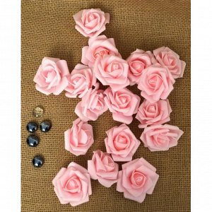 Роза 5,5 см фоамиран (40-50 шт в упаковке) светло-розовая
