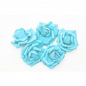 Роза 7 см фоамиран(20-25 шт в упаковке) светло-голубая
