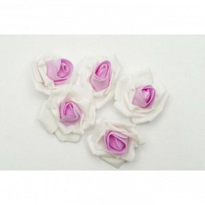 Роза 7 см фоамиран (20-25 шт) в упаковке бело-розовая