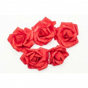 Роза 7 см фоамиран (20-25 шт в упаковке) ярко-красная