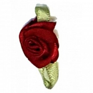 Цветок декоративный 16/25 атласная розочка бордовая 2,5 см набор 100 шт