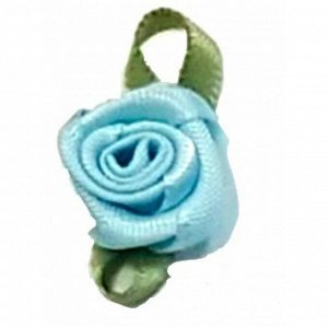 Цветок декоративный 16/52 атласная розочка небесно-голубая 2,5 см набор 100 шт