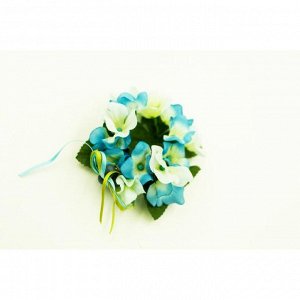 Венок для свечей из искусственных цветов 10 см цвет голубой