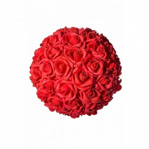 Шар декоративный из искусственных цветов 22 см цвет красный
