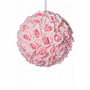 Шар декоративный из искусственных цветов 22 см цвет розовый
